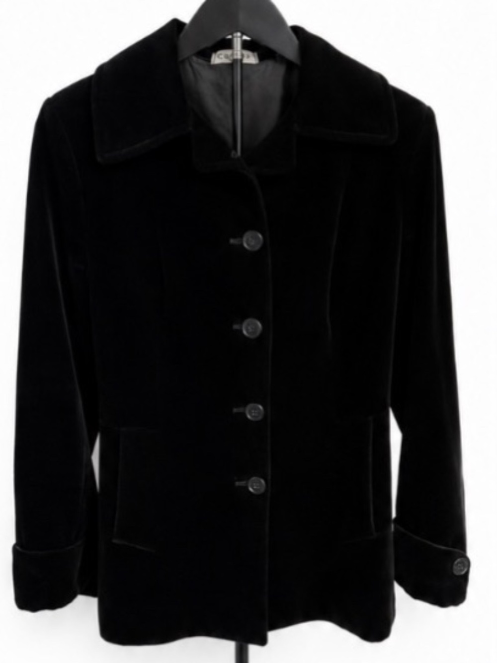 Vintage Cappas Black Velvet Jacket Blazer Coat Tailored Size S EU 50